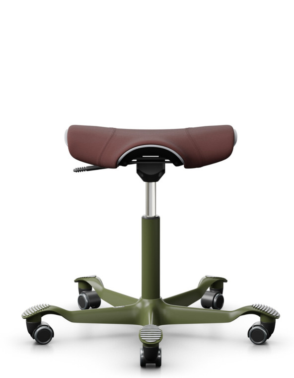 HAG Capisco Puls 8002, Gabriel Select Chestnut, Light Grey Shell, Moss Frame, Front View
