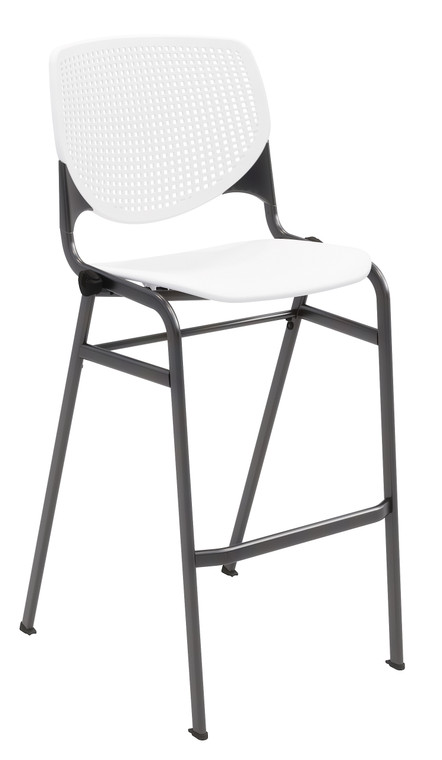 KFI Studios Kool Stool Cafe Stacker, White Seat and Back with Black Frame