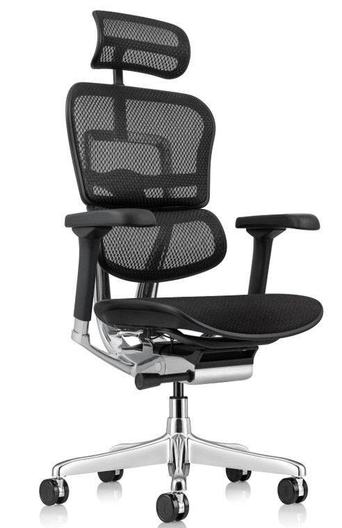 Ergohuman High Back All Mesh Executive Generation 2 with Tempur-Pedic Seat, Black, 3/4 Front View