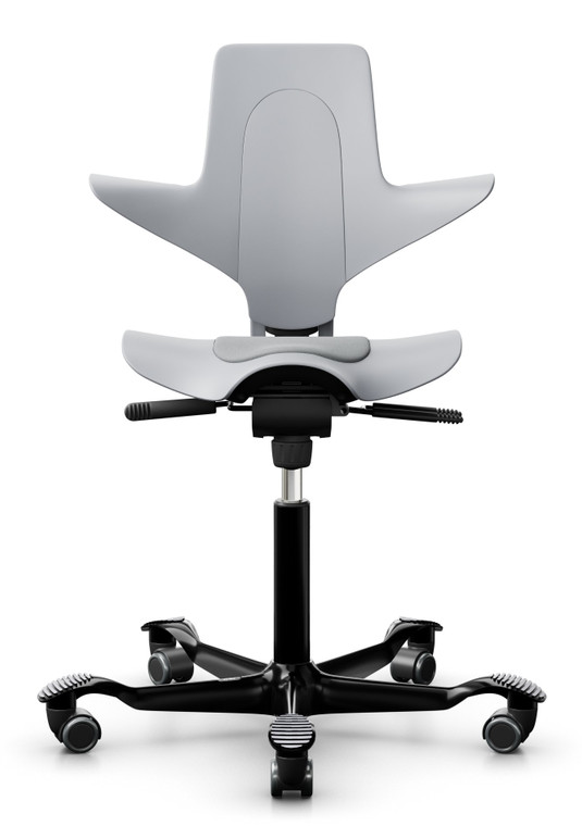 HAG Capisco Puls 8010 (partially assembled)- Gr. B Byte Concrete, Light Grey Shell, Black Frame, Front View