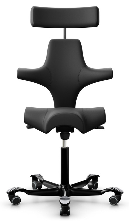 HAG Capisco 8107- Gr. L3 Leather Highlands Black, Black Frame, Front View