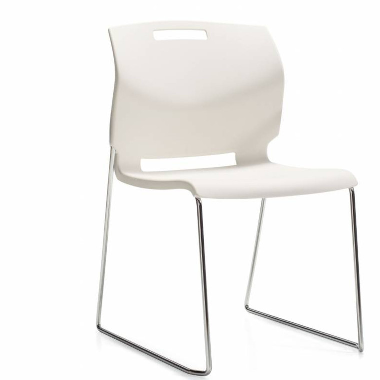 Global Popcorn Stack Chair, Cloud Shell, 3/4 Front View