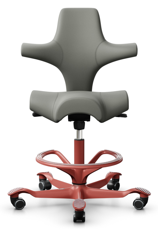 HAG Capisco 8106- Gr. A Pauly Vinyl Mist, Blush Rose Frame and Base, Optional Footring, Front View